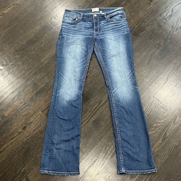 BKE Jeans Womens 32 XXL Boot Cut Low Rise Blue Denim Stretch Payton 34x37 - Picture 1 of 11